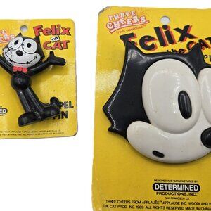 2 Felix the CAT Three Cheers   Plastic Fashion Brooch Pins Collectible 1988